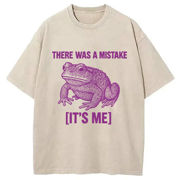 Personality fashion Mistake Frog Washed T-Shirt