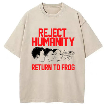 Personality fashion Funny Reject Humanity Return To Frog Japanese Washed T-Shirt