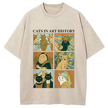 Personality fashion Cats in Art History Washed T-Shirt