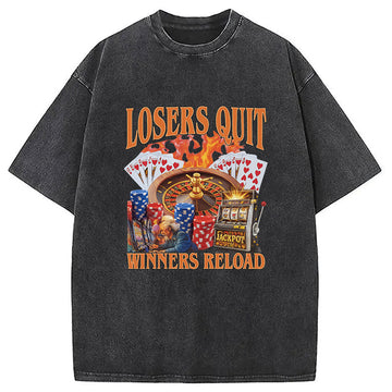 Personality fashion Funny Gambling Washed T-Shirt