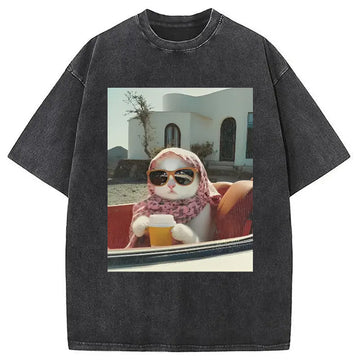 Personality fashion Just A Chill Girl Vintage Washed T-Shirt