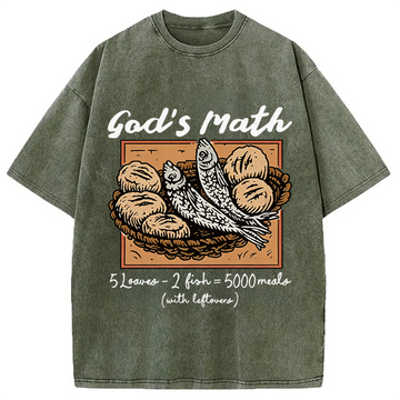 Personality fashion God's Math Christian Washed T-Shirt
