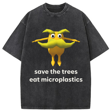 Personality fashion Save The Trees Eat Microplastics Washed T-Shirt