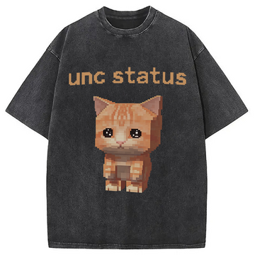 Personality fashion Unc Status Cat Washed T-Shirt