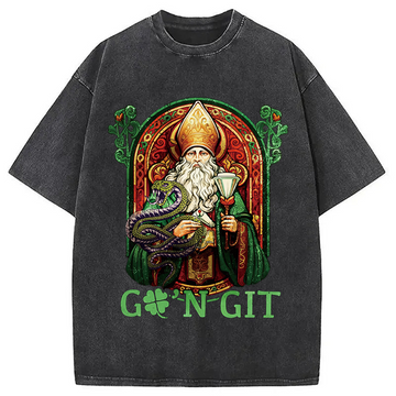Personality fashion Vintage Go'n Git St Patrick Washed T-Shirt