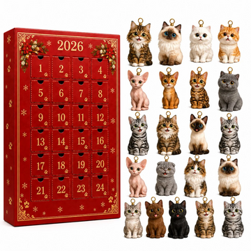 cat Advent Calendar 2026 - 24-Day Countdown, Acrylic Charms Every Day Bring New Suprises