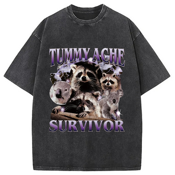 Personality fashion Tummy Ache Survivor Banter Meme Washed T-Shirt