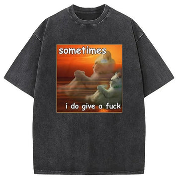 Personality fashion Sometimes I Do Give A Fxck Meme Washed T-Shirt