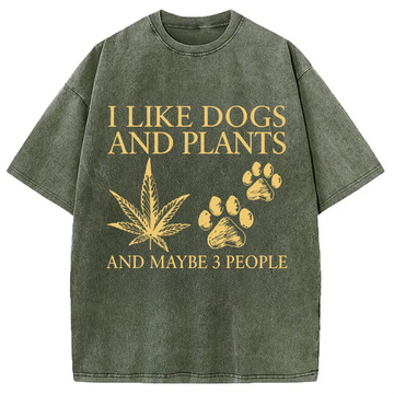 Personality fashion I Like Dogs And Weed Washed T-Shirt