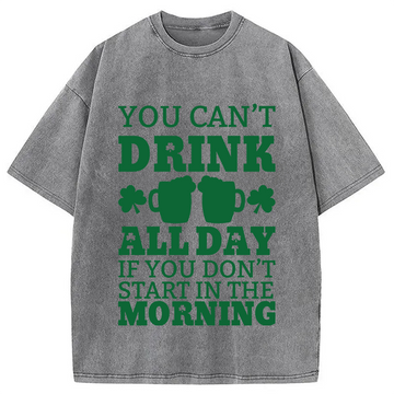 Personality fashion Day Drinking St Paddys Day Washed T-Shirt