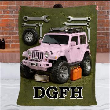 Adventure Awaits Customized Blanket - Personalized Name - Gift for Jeep Enthusiasts, Off-road Lovers