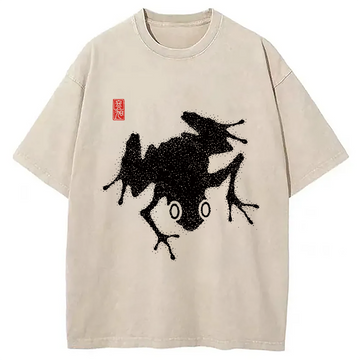 Personality fashion A Stippled Frog Washed T-Shirt