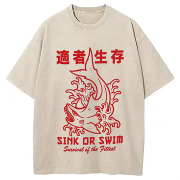 Personality fashion Sink Or Swim Washed T-Shirt