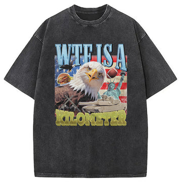 Personality fashion Funny Eagle Meme Washed T-Shirt