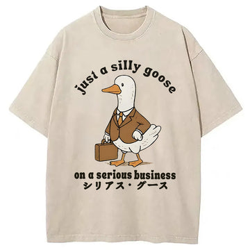 Personality fashion Silly Goose On A Serious Business Washed T-Shirt