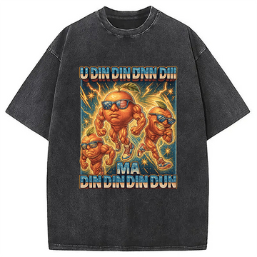 Personality fashion U Din Din Din Dun Funny Brainrot Goose Washed T-Shirt