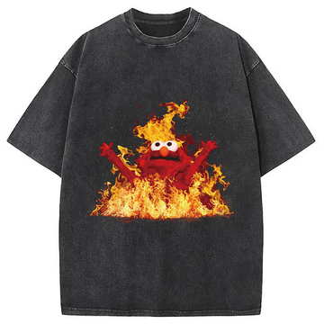 Personality fashion Hellmo Rise Meme Washed T-Shirt
