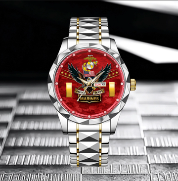 Customized U.S. Military Watch - Personalized Rank, Name And Year - Patriotic Gift For Veterans, Soldiers