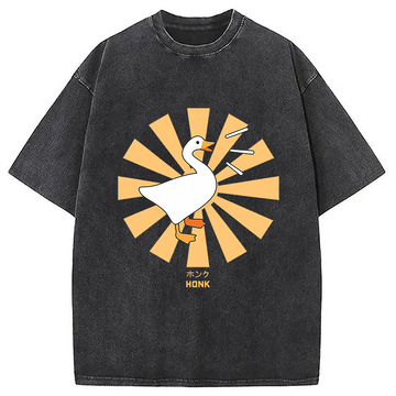 Personality fashion Honk Goose Japanese Washed T-Shirt