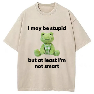 Personality fashion I May Be Stupid Alcohol Lover Washed T-Shirt