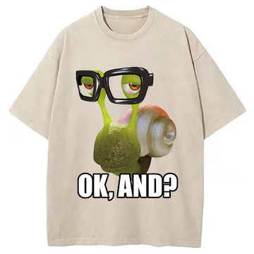 Personality fashion Ok And Snail Washed T-Shirt