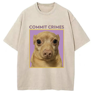 Personality fashion Crime Mouse Washed T-Shirt