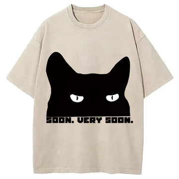 Personality fashion Devious Scheming Cat Soon Washed T-Shirt