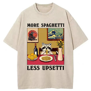 Personality fashion More Spaghetti Less Upsetti Japanese Washed T-Shirt