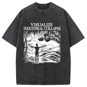 Personality fashion Industrial Collapse Washed T-Shirt