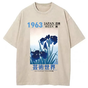Personality fashion Iris Flowers Washed T-Shirt