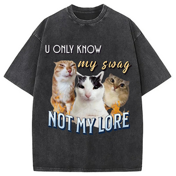 Personality fashion U Only Know Cat Meme Washed T-Shirt