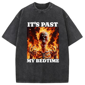 Personality fashion It's Past My Bedtime Funny Skeleton Meme Washed T-Shirt