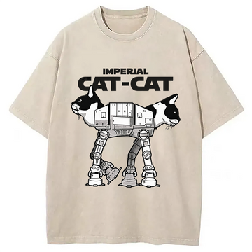 Personality fashion Cat-Cat Washed T-Shirt