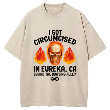 Personality fashion Circumcised Bowling Oddly Funny Meme Washed T-Shirt