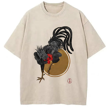 Personality fashion Strutting Rooster Washed T-Shirt