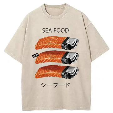Personality fashion Salmon Lighter Washed T-Shirt