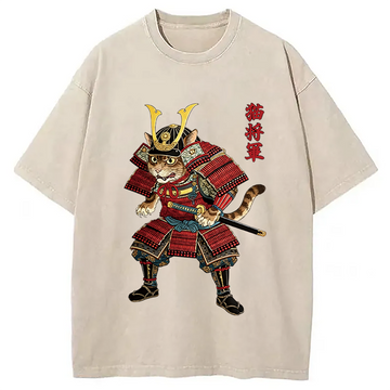 Personality fashion Cat General Washed T-Shirt