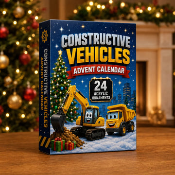 Constructive Vehicles Advent Calendar 2026 - 24-Day Festive Countdown, Acrylic Charms Blind Box - Gift For Kids, Family & Friends-1