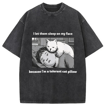 Personality fashion Funny Cat Servant Washed T-Shirt