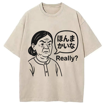 Personality fashion Funny Osaka Grandma Washed T-Shirt