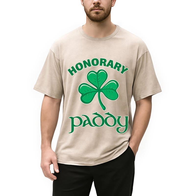 Personality fashion Honorary Paddy St Patricks Day Washed T-Shirt