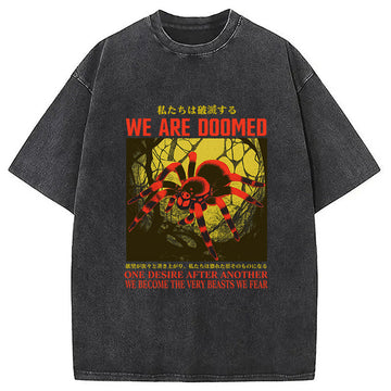 Personality fashion We Are Doomed Tarantula Vintage Washed T-Shirt
