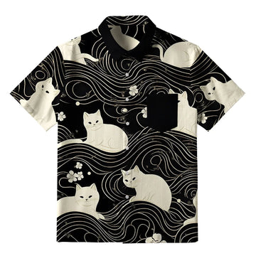 Personality fashion  Mysterious Cat Button-up Shirt