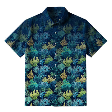 Personality fashion  Underwater Coral Reef Button-up Shirt