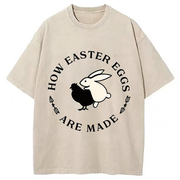 Personality fashion Bold Funny Easter Bunny Washed T-Shirt