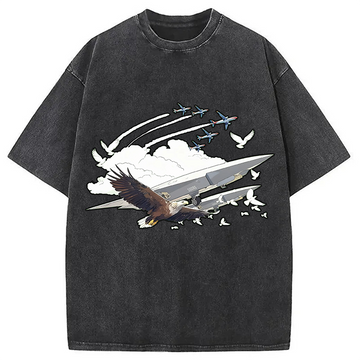 Personality fashion Eagle and Drone Washed T-Shirt