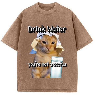 Personality fashion Drink Water Washed T-Shirt