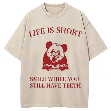 Personality fashion Funny Panda Meme Washed T-Shirt