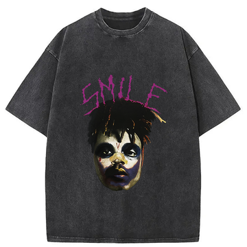 Personality fashion Smile Joker Washed T-Shirt