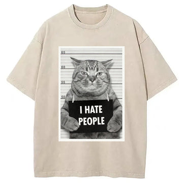Personality fashion I Hate People Washed T-Shirt